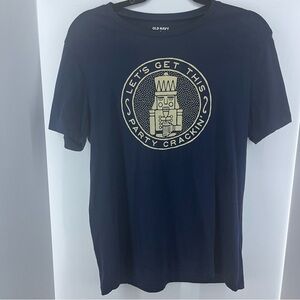 Old Navy Men's M Navy Blue Shirt w/ Nutcracker "Let's get this Party Crackin”